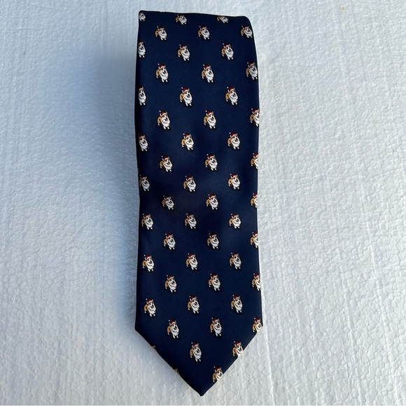 Tommy Hilfiger Neck Tie Dog Print Blue Novelty Puppy Design - Picture 4 of 12
